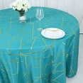 thumbnail image 3 of BalsaCircle 120" Teal Gold Metallic Geometric Design Polyester Round Tablecloth Catering, 3 of 8
