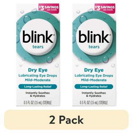 (2 pack) Blink Tears Lubricating Eye Drops Mild-Moderate Dry Eye 0.5 Fl Oz Sterile
