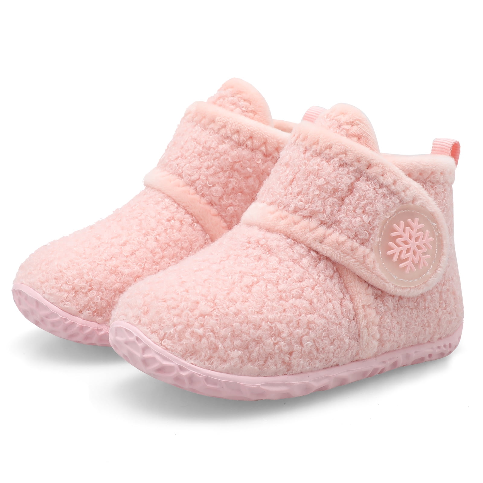 Barerun Toddler Slippers High Top Winter Boys Girls House Shoes Pink