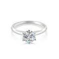 thumbnail image 2 of Gem Stone King 18K White Gold IGI Certified Lab Grown Diamond Solitaire Engagement Ring for Women | 1 Ct Round Cut | E-F Color | VS1-VS2 Clarity | 6-Prongs | Size 8, 2 of 6
