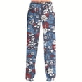 thumbnail image 4 of Lydiaunistar Women's Non-Positioning Printing Elastic Waist Draw Rope Pocket Long Pants, Full-Length Casual Pants, Comfortable Polyester Fabric, Perfect for All Seasons & Casual Wear Multicolor, 4 of 6
