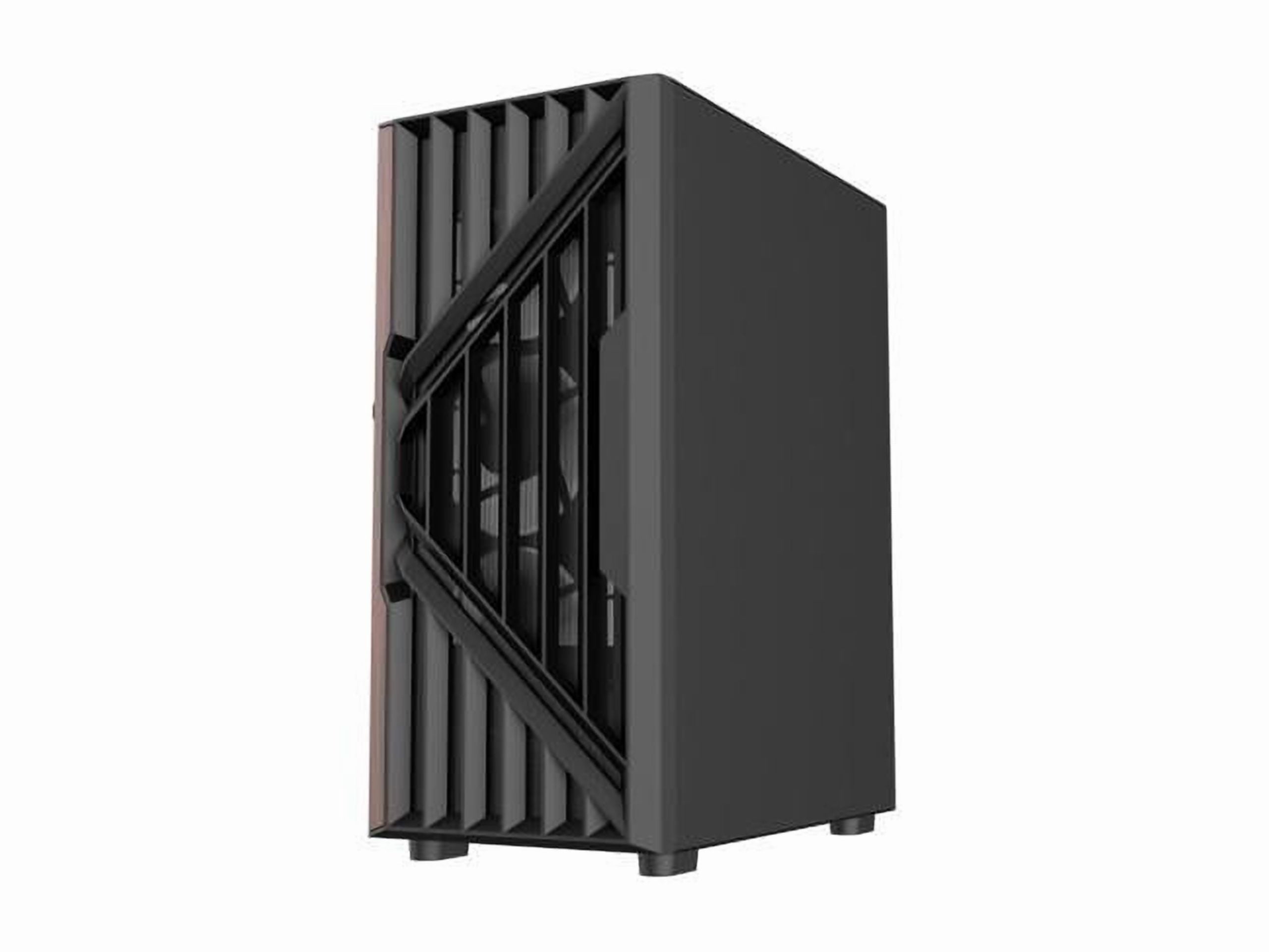 DIYPC DIY-G18-WD Black USB3.0 /Type C ATX Mid Tower Gaming Computer Case w/ Tempered Glass Side Panel and Walnut Wood Front Panel. 4 x 120mm PWM Fan Pre-Installed