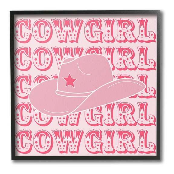 Stupell Industries Blush Pink Cowgirl Beauty & Fashion Painting Black Framed Art Print Wall Art, 12 x 12
