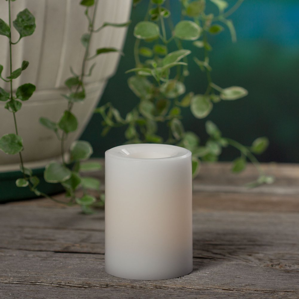 Sterno Home Premier AllWeather Wax Flameless LED Candle, 3” x 4”, White