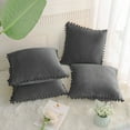 thumbnail image 3 of Unique Bargains Housse de Coussin en Velours avec Pompons pour Canapé-Lit 4 Pcs, 3 of 10