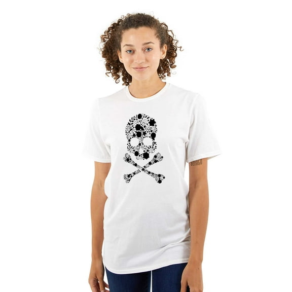 Flowery Skull and Crossbones Women's Plus Size Graphic Tee Brisco Brands 3X