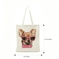 thumbnail image 4 of COMIO Pink Chihuahua Dog Canvas Tote Bag Bow Glasses Star Heart Puppy Casual Shoulder Bag Handbag Eco-Friendly Reusable Grocery Shopping Bags for Women Girls, 4 of 8