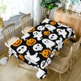 thumbnail image 2 of Duangreer Halloween Rectangle Tablecloth, Orange Pumpkin White Ghost Print, Waterproof Wrinkle Resistant Table Cover for Party Picnic Indoor Outdoor Decor, 60 x 84 Inch, 2 of 6