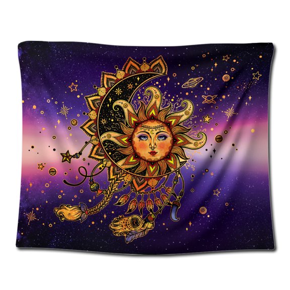 WIRESTER Wall Hanging for Bedroom Living Room Dorm Decor, Boho Sun Rising From Moonlight Galaxy
