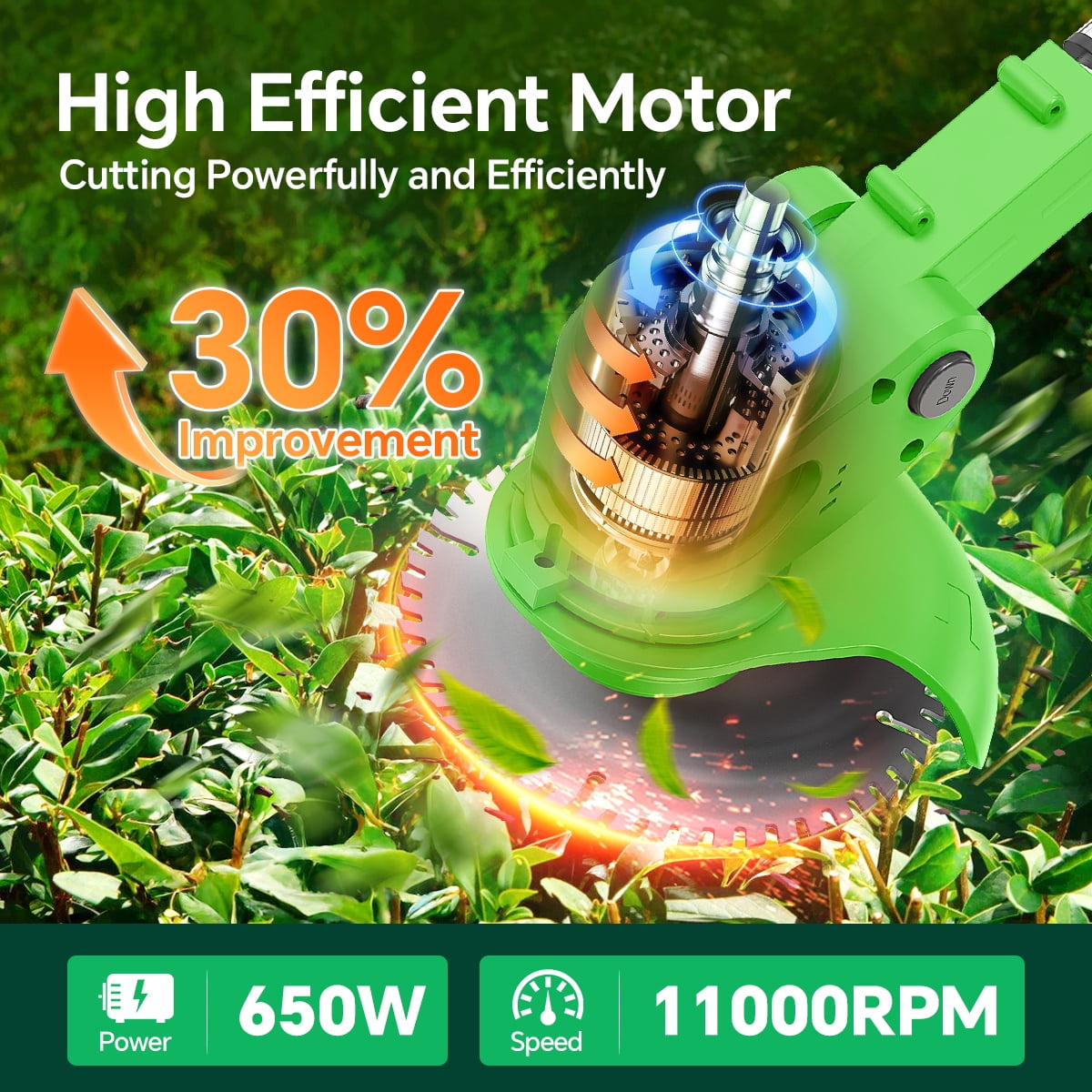 TNTANTS Weed Wacker Cordless, 3-in-1 Lightweight Electric String Trimmer with 3 Types of Blades, Wheels, 24V Battery, Weed Eater Grass Trimmer/Edger/Brush Cutter for Lawn Yard Garden (Green)
