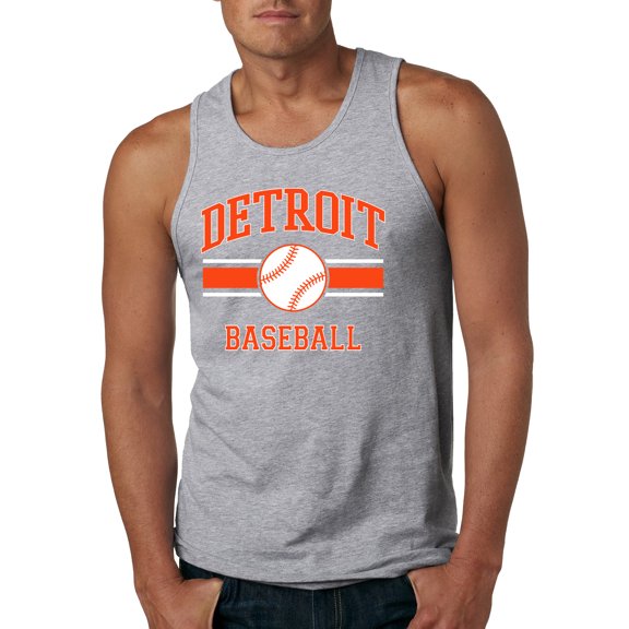 Wild Bobby City of Detroit Baseball Fantasy Fan Sports Men's Tank Top, Heather Grey, XX-Large