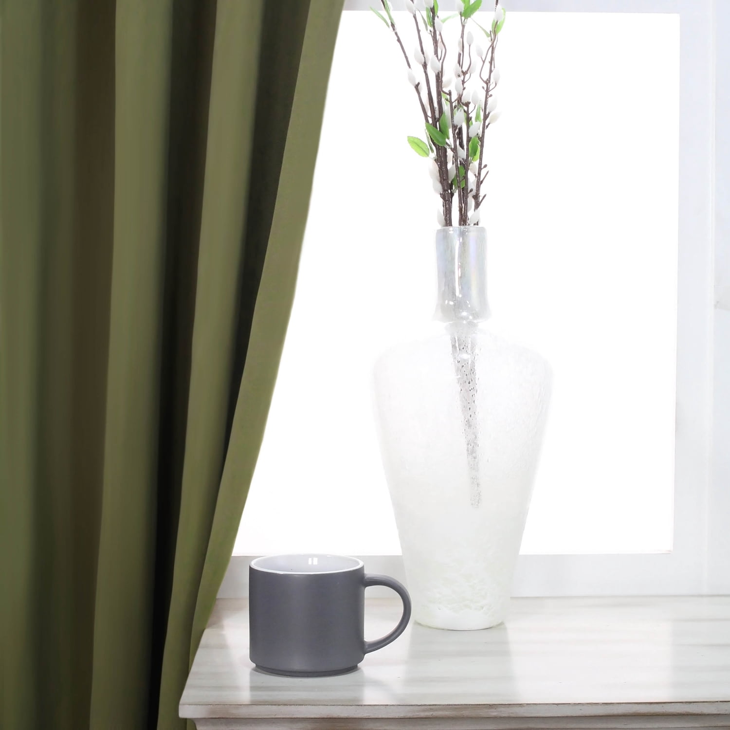 Superior Solid Blackout Curtain Set of 8, 52" x 63", Olive Green