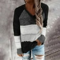 thumbnail image 2 of 2026 ! asdoklhq Womens Plus Size Tops, Women Casual Patchwork V-Neck Long Sleeves Sweater Blouse Tops, 2 of 5