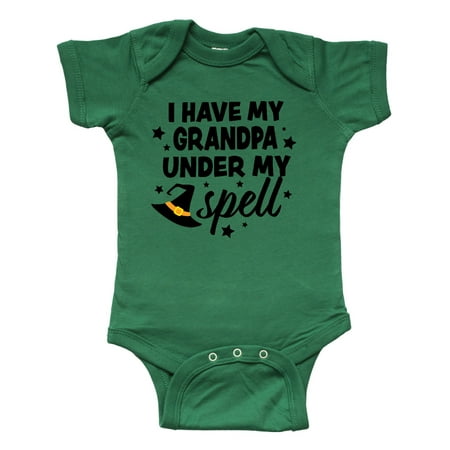 

Inktastic I Have My Grandpa Under My Spell with Cute Witch Hat Gift Baby Boy or Baby Girl Bodysuit