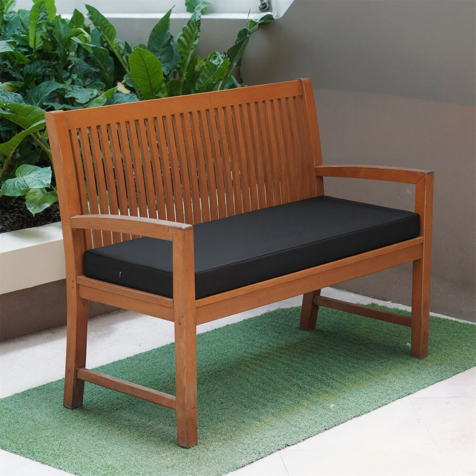 Topchances Outdoor Bench Cushion, Waterproof Patio Furniture Cushions, Non-Slip Bench Pad for Garden Swing Porch Sofa Settee (59x18x3 inch, Black)