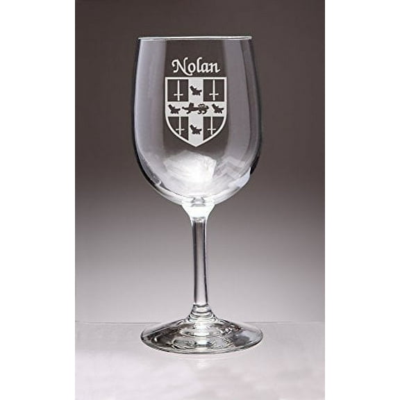 Nolan Irish Coat of Arms Wine Glasses - Set of 4 (Sand Etched)