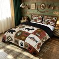 thumbnail image 3 of meiyoeat Western Woodland Wildlife Bedding for Men Boys, Retro Tribal Cabin Patchwork Duvet Cover Full, Brown, Black Reversible, 3-Piece, 1 Duvet Cover and 2 Pillowcases, 3 of 6