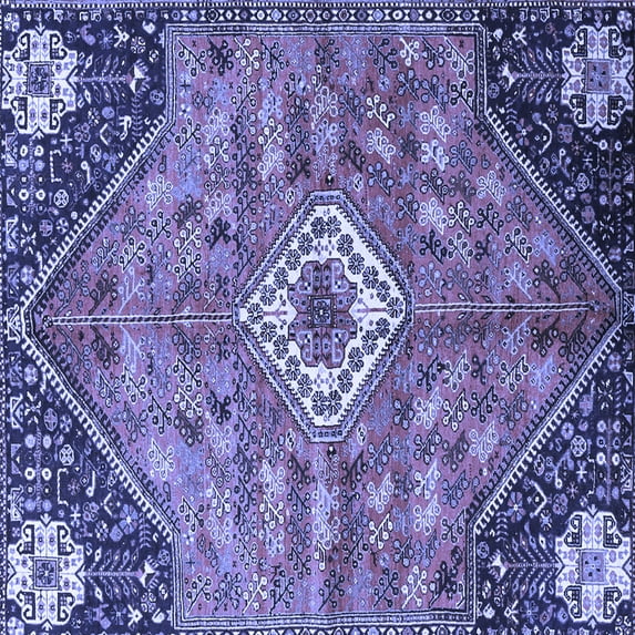 Ahgly Company Machine Washable Indoor Square Persian Blue Traditional Area Rugs, 6' Square