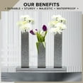 thumbnail image 4 of Silver Vases for Decor Vase - Acrylic Flower Vase Set Luxury Gift, Modern Decorative Vases for Home Décor, Living Room, Entryway Table, Mantle Shelf & Wedding Centerpiece, 3 Vases & Tray, by Elavain, 4 of 7