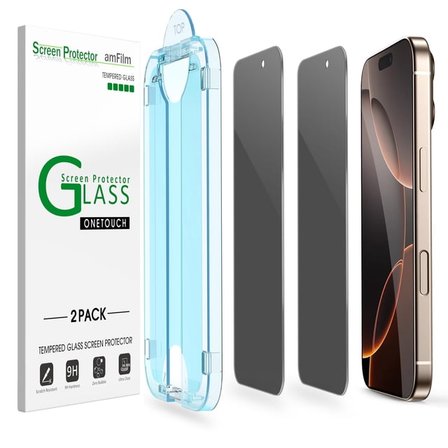 Protector de pantalla AmFilm con alineación automática OneTouch para iPhone 16 Pro Max
