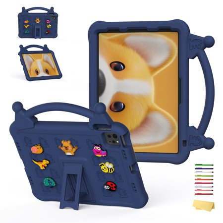 Mynvo Kids Case for iPad Pro 11 inch Case M5/M4 (2025/2024) & iPad Air 5th/4th Gen 10.9 inch & iPad Pro 11 inch Case 4th/3rd/2nd/1st Generation (2022/2021/2020/2018) with Stand/Handle, Rose