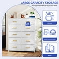 thumbnail image 6 of ModFusion 10-Drawer Fabric Dresser with Wooden Top, Storage Tower for Bedroom, Closet, White, 6 of 10