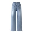 thumbnail image 7 of FEDPOP Baggy Jeans for Girls Wide Leg Ripped High Elastic Waisted Denim Pants Cute Summer Trousers Y2K Streetwear 7-14Y, 7 of 7