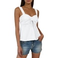 thumbnail image 7 of Miluxas Womens Summer Eyelet Embroidery Cami Top Sweetheart Neck Tie Front Peplum Hem Tank Top for Vacation Streetwear Daily White, 7 of 7