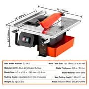 BENTISM Wet Tile Saw, 7-inch 65Mn Steel Blade, 3500 RPM Induction Motor, 0-45 Degrees Miter Angle for Cutting Tiles and Stones, Stainless Steel Deck for DIY