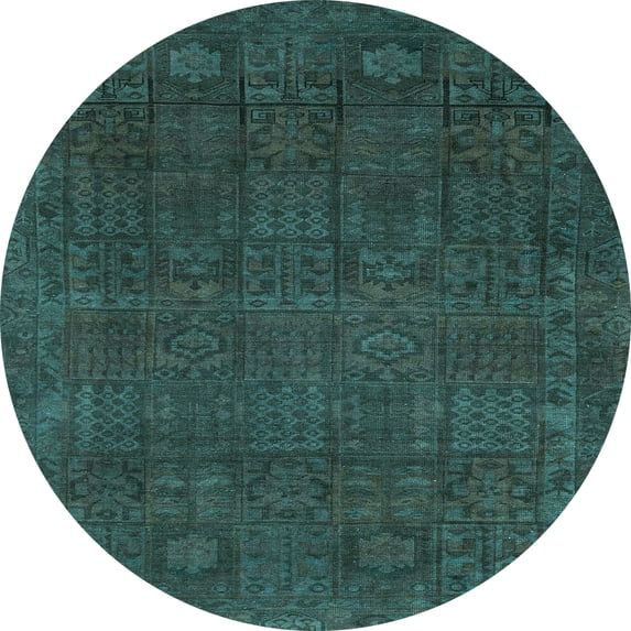 Ahgly Company Indoor Round Abstract Light Blue Modern Area Rugs, 8' Round