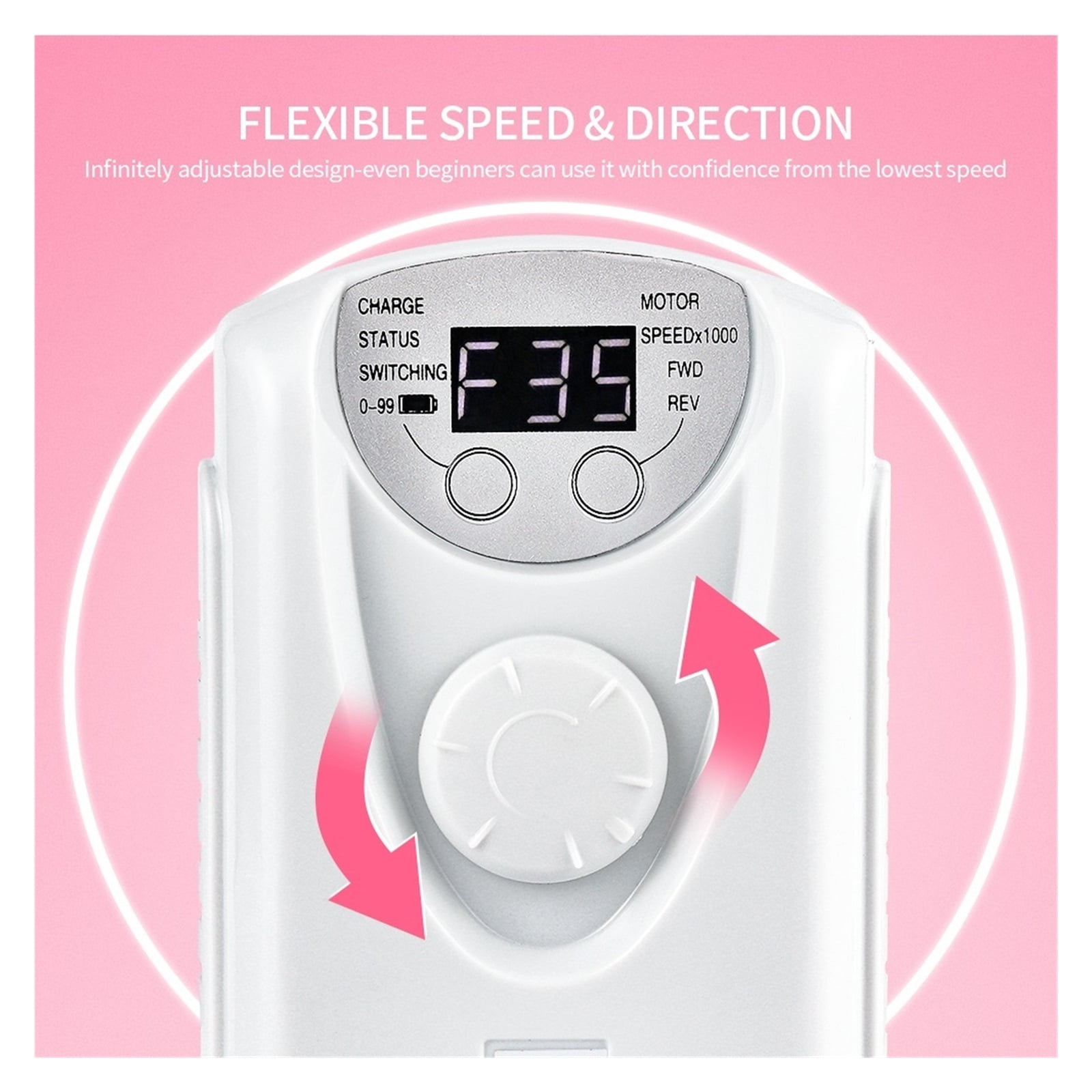 Wireless Nail Drill Manicure Grinder Machine 35000RPM Nail File Polishing Grinding Machine Nail Milling Cutter Nail Art Tool ,Lightweight and Portable