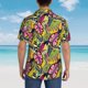 thumbnail image 4 of Balery Colrful Tropical Leaves Camisas hawaianas de manga corta para hombre, camisas playeras de corte holgado, camisas de vacaciones con botones,Small, 4 of 7