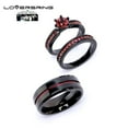 thumbnail image 3 of His and Hers Wedding Ring Sets Couples Rings Black Gold Plated Round Red Ruby Cz Stainless steel band, 3 of 7