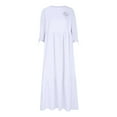thumbnail image 3 of Linen Dress Long Skirt Shirt For Women Dress Woman And Elegant Large Size Solid Colour Dress Casual Lapel Casual Work Dress Midi Dress Elegant Loose Long Tunic With Pockets Womens Loose Dress Dresses, 3 of 4