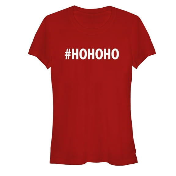 Junior's Lost Gods Christmas Hashtag Ho Ho Ho Graphic Tee Red Large