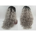 thumbnail image 3 of Unique Bargains Lace Front Lightweight Wigs Long Water Wave for Women Gradient Gray, 3 of 8