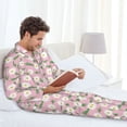 thumbnail image 6 of Salouo Daisies Flowers Print Button-Front Long Sleeve Pajama Set for Men, Soft 2Pjs Men's Long Sleeve Sleepwear-Medium, 6 of 7