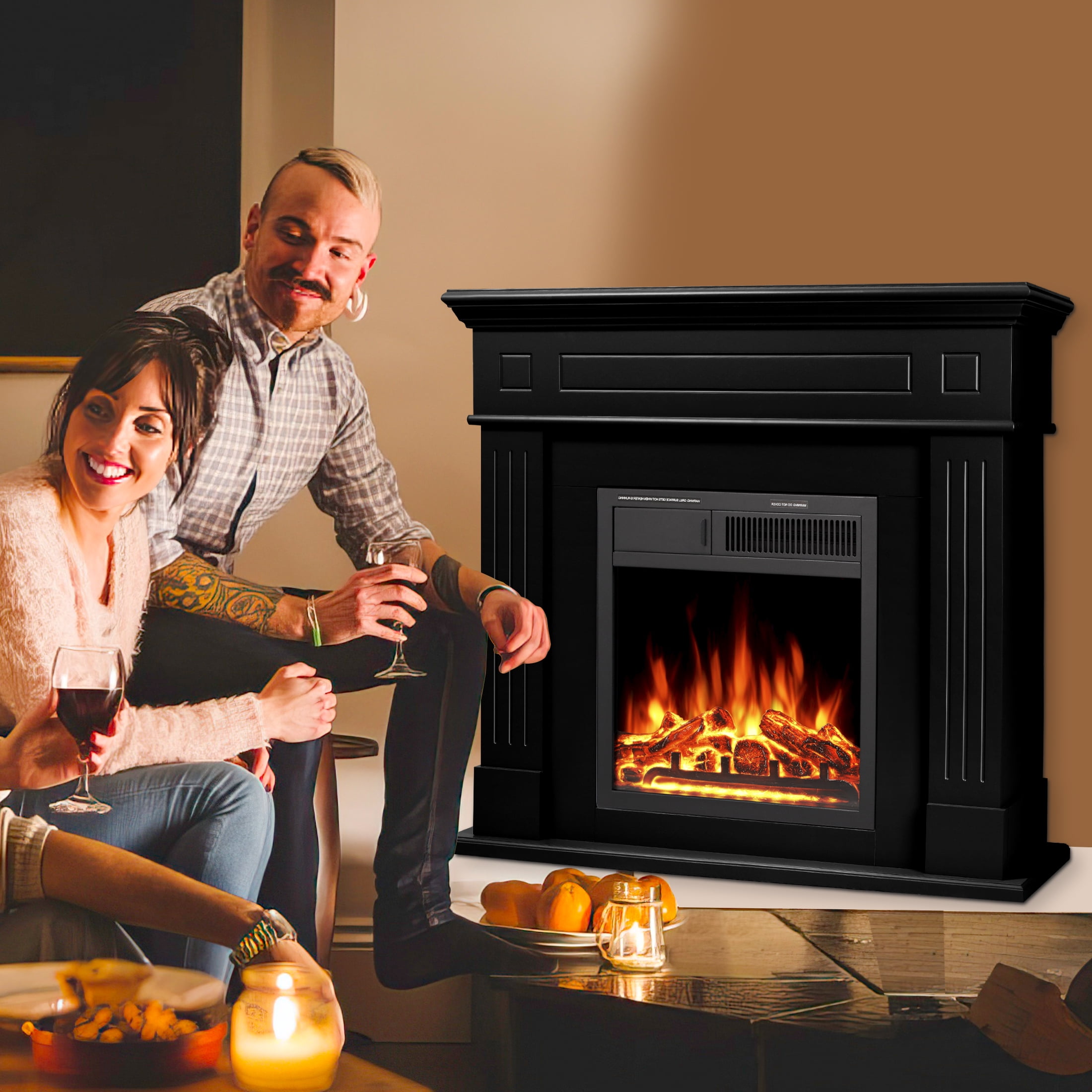 KISSAIR 39.57" x 43.31" Freestanding Remote Controlled 1500W Electric Fireplace