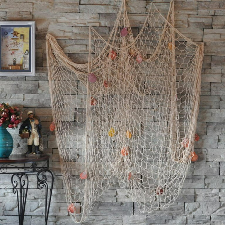 Fish Net Wall Decor Nautical Mediterranean Style Photo Hanging Display  Frame With Shells For Christmas Birthday Party Decorations Ornaments 79 X  40 In