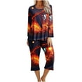thumbnail image 2 of Vacation Outfits For Women Halloween Print Round Neck Long Sleeve Two-piece Comfortable Home Pajamas Set Sports Set Up to 65% off, 2 of 5