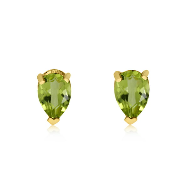 TheJewelryMaster - 14k Yellow Gold Peridot Pear-Shaped Earring ...