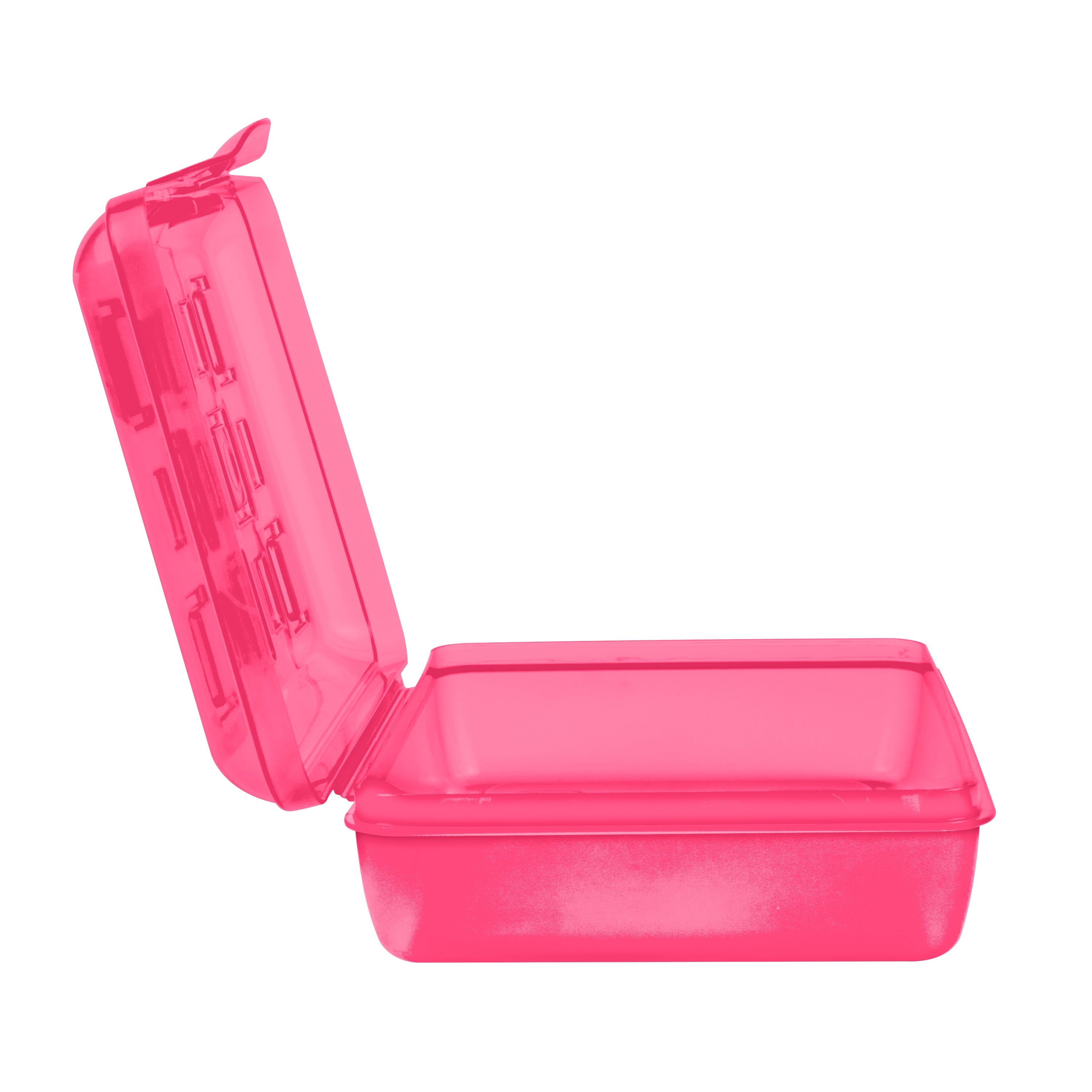 Sterilite Small Pencil Box, Plastic Case with Hinged Lid and Snap Latch, Portable Storage for Back to School Supplies, Neon Pink