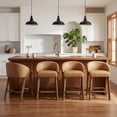 thumbnail image 2 of Guyou Modern Bar Stools Set of 4, 26" Counter Height Bar Stools with Footrests, PU Upholstered Kitchen Island Chairs for Dining Rooms, Kitchens, and Bars, Brown, 2 of 8