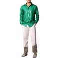 thumbnail image 2 of INSPIRE CHIC Metallic Shirt for Men's Long Sleeves Party Disco Shiny Printed Shirts M Green, 2 of 6
