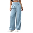 thumbnail image 2 of ClodeEU Women Elastic Drawstring High Waist Wide Leg Sweatpants,Casual Loose Pants with Pockets Light Blue,Women's Plus L, 2 of 6