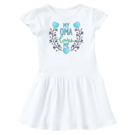 

Inktastic My Oma Loves Me with Flowers and Hearts Gift Toddler Girl Dress