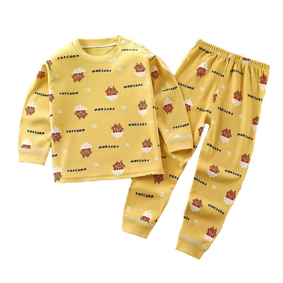 Little Boys Girls Pajamas Dinosaur Animals 2 Piece Train Toddler Kids Cartoon Sleepwear Fall Clothes Set Boys Outfits&Set Yellow 110/3 Y—4 Y