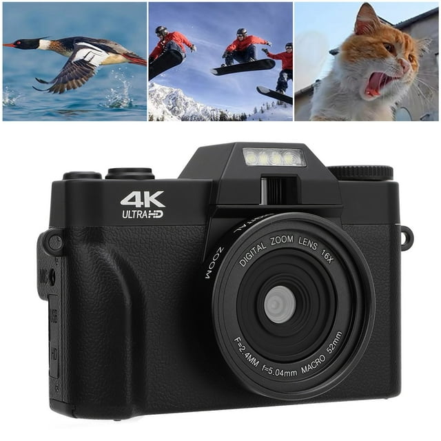 Cámara Digital, 60FPS Cámara Digital 4K Con Pantalla Táctil IPS De 3 Pulgadas Para Viajes