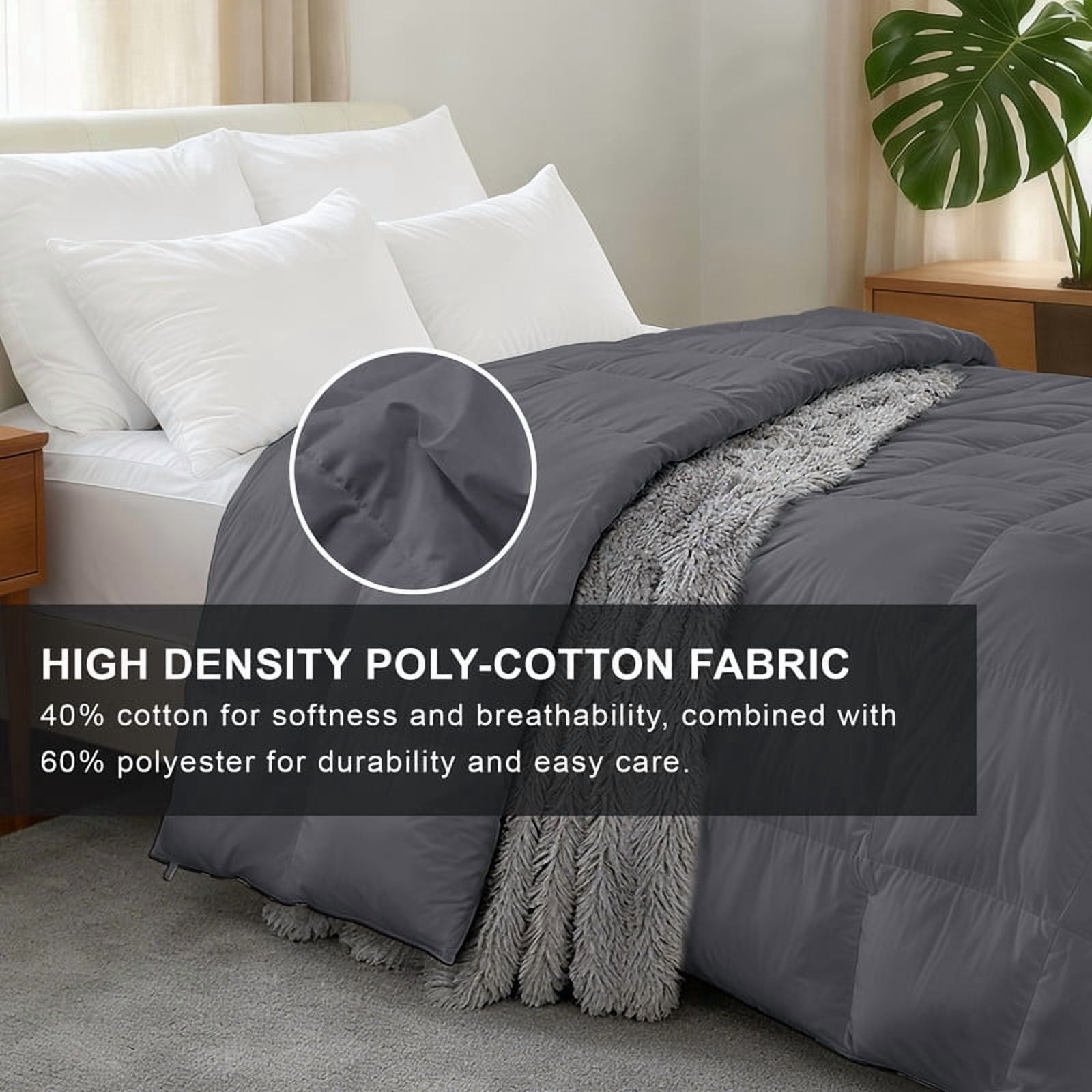 Goose Down Comforter, King Size Extra Fluffy Grey Duvet Insert, Ultra-Soft Breathable All Season Hotel Luxury Bedding, Down Proof Fabric, Plush Comfort