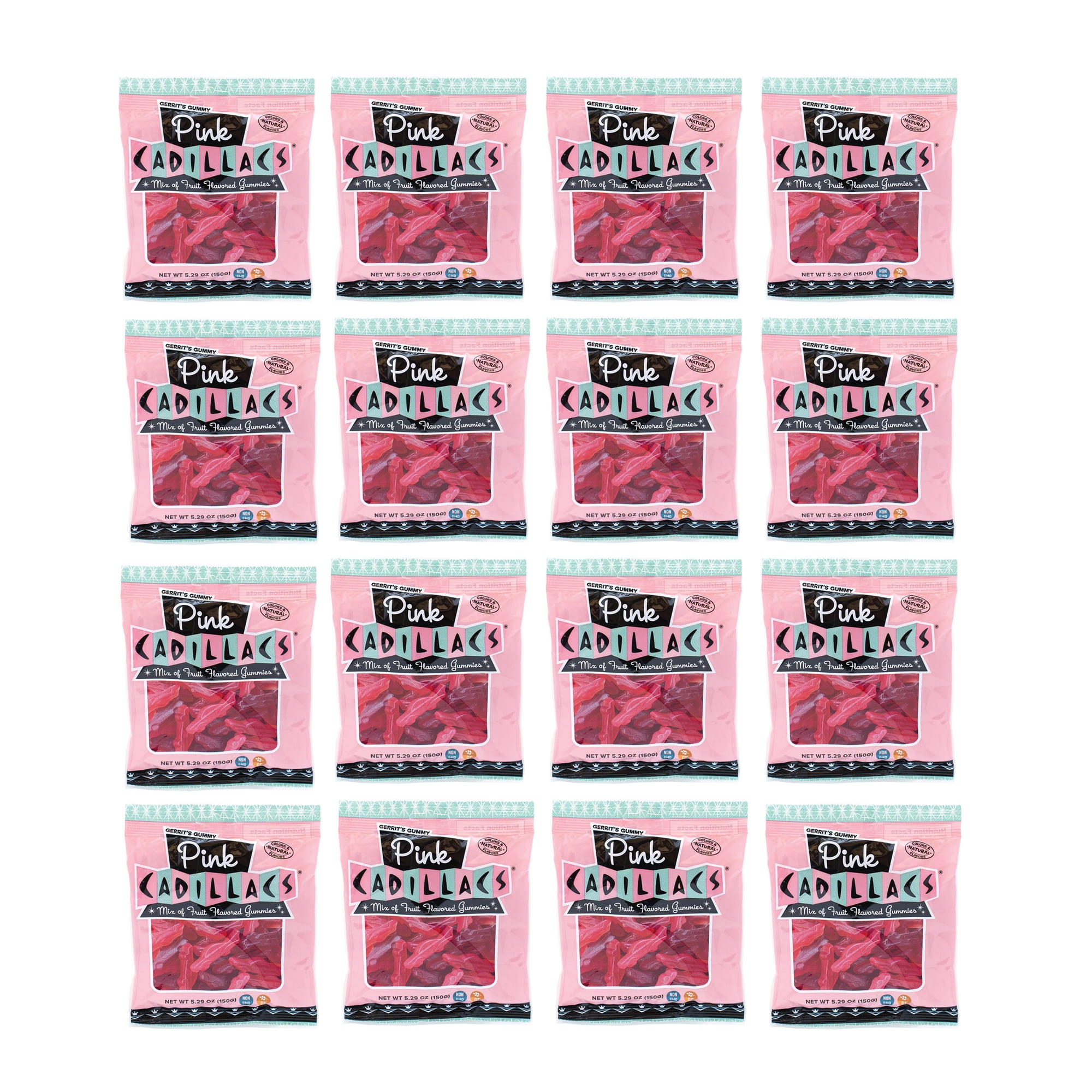 Gerrit's Gummy Pink Cadillacs Pack of 12 (5.29 oz Bag) Chewy Fruit-Flavored Fun